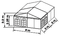 Giebelzelt-Skizze 6 Meter