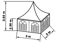 Pagodenzelt-Skizze 3 Meter